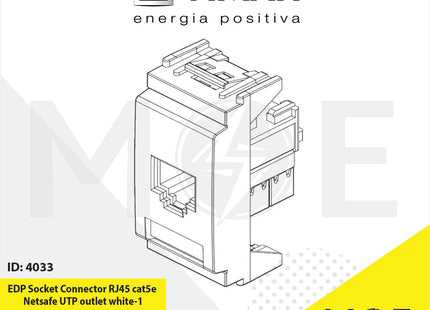 Vimar Neve EDP Data Socket Connector RJ45 cat5e Netsafe UTP outlet white | 09338.9-H09338.9.01 | بريز داتا ابيض