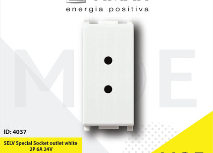 Vimar Neve SELV Special Socket outlet white 2P 6A 24V | 09330-H09330.01 | بريز تلفون ابيض