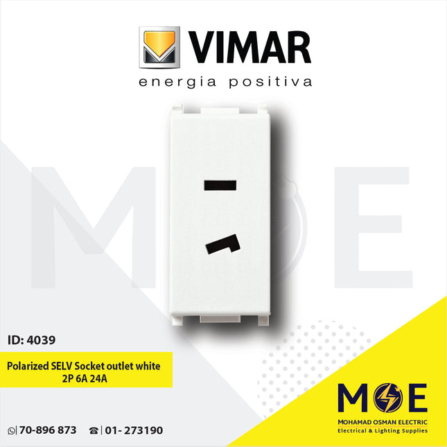 Vimar Plana Polarized SELV Socket outlet white 2P 6A 24V | 14332