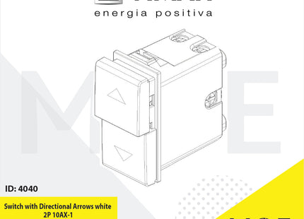 Vimar Neve Switch with Directional Arrows white 2P 10AX | 9060 | مفتاح ستور ابيض