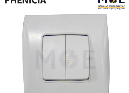 STIEL Neodo Phenicia Double american wall Switch Domino (55) 1P 10A | 3201/VV | مفتاح مجوز دومينو