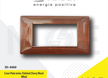 Vimar Plana Cover Plate technopolymer Polished Cherry Wood 4module | E14654.07CP185G | بلاك بلاستيك كرز لميع