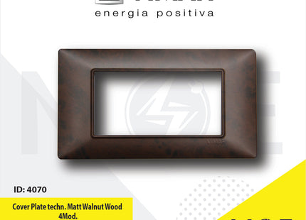 Vimar Plana Cover Plate technopolymer Matt Walnut Wood 4module | E14654.01CP190M | بلاك بلاستيك خشب جوز ناشف
