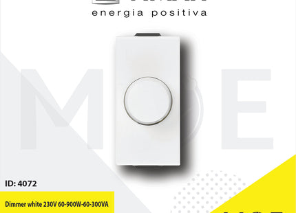 Vimar Neve Dimmer white 230V 60- 900W/60- 300VA 1module | 9146 | ديمر برم ابيض
