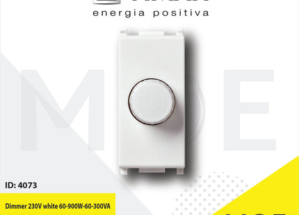 Vimar Plana Dimmer 230V white 60- 900W/60- 300VA 2module | 14146 | ديمر برم ابيض