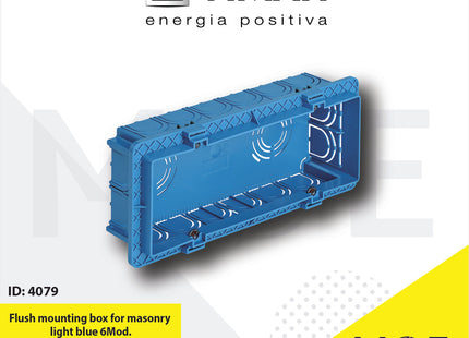 Vimar Flush mounting box for masonry light blue 6module | V71306 | علبة مخفية مسدسة