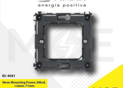 Vimar Neve Mounting Frame 2module +claws 71mm | 09602 | شاسي مجوزة مع لاقط