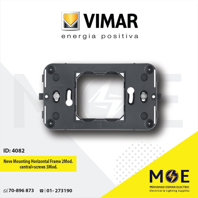 Vimar Neve Mounting Horizontal Frame 2module central+screws 3module | 09606 | شاسي مثلثة فتحتان