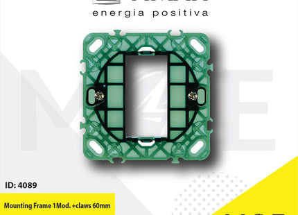 Vimar Plana Mounting Frame 1module +claws 60mm | 14601 | شاسي علبة مع لاقط فتحة