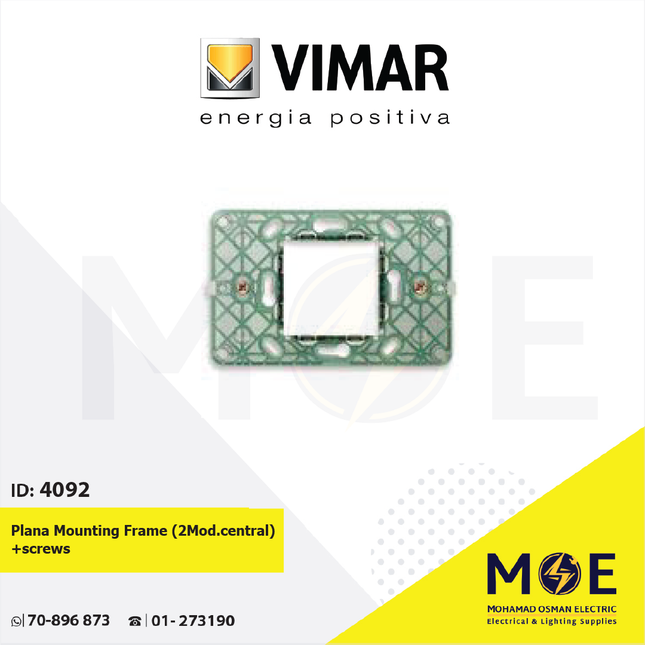 Vimar Plana Mounting Frame ( 2module central ) +screws | 14612 | شاسي مثلثة فتحتان