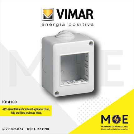 Vimar IP40 Surface Mounting Box for Eikon, Arke and Plana enclosure 2module | 14802