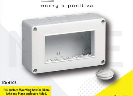 Vimar IP40 Surface Mounting Box for Eikon, Arke and Plana enclosure 4module | 14804 | بوات ظاهر