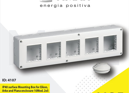 Vimar IP40 Surface Mounting Box for Eikon, Arke and Plana enclosure 10module 2x5 | 14815 | بوات ظاهر
