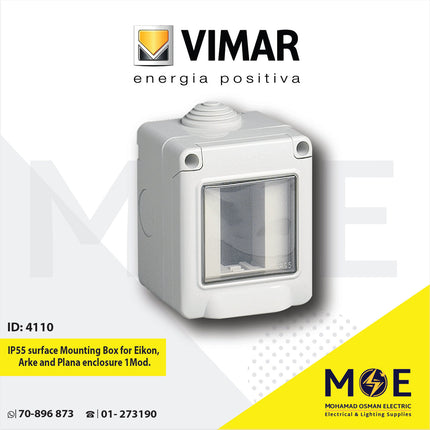 Vimar IP55 Surface Mounting Box for Eikon, Arke and Plana enclosure 1module | 14901