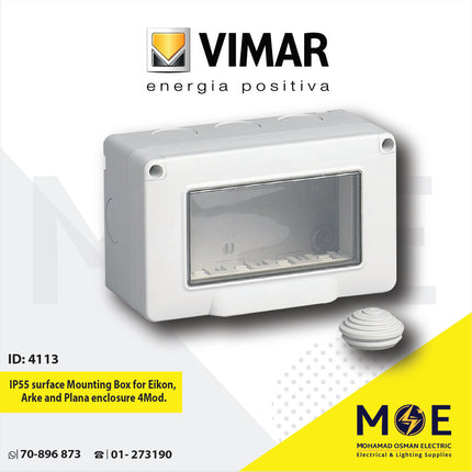 Vimar IP55 Surface Mounting Box for Eikon, Arke and Plana enclosure 4module | 14904