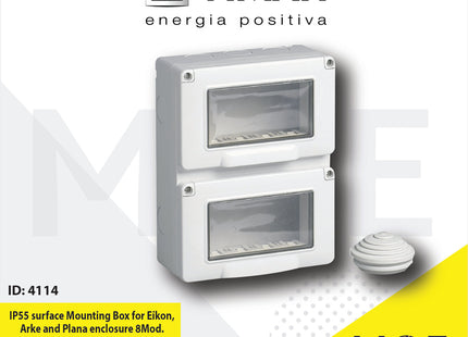 Vimar IP55 Surface Mounting Box for Eikon, Arke and Plana enclosure 8module 4x2 vertical | 14912 | بوات ظاهر مطري عامودي