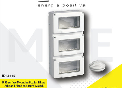 Vimar IP55 Surface Mounting Box for Eikon, Arke and Plana enclosure 12module 4x3 vertical | 14913 | بوات ظاهر مطري عامودي