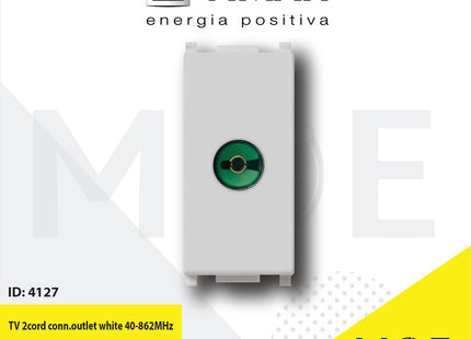 Vimar Plana TV 2cord Connection Outlet white 40-862MHz | 14313.S | بريز تلفزيون ابيض