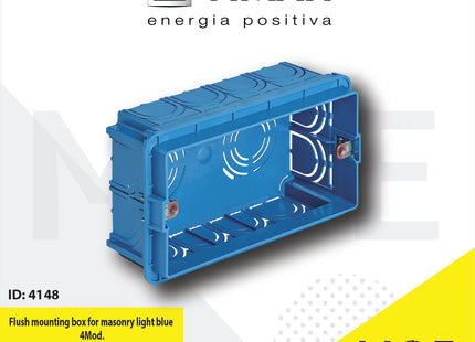 Vimar Flush mounting box for masonry light blue 4module | V71304 | علبة مخفية مربعة