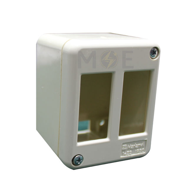 Marlanvil IP30 Surface Mounting Box Enclosure Off White 2module | 1422 | بوات ظاهر ابيض