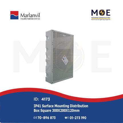 Marlanvil IP41 Surface Mounting Distribution Box Rectangle 300X200X120mm | 930.2.120