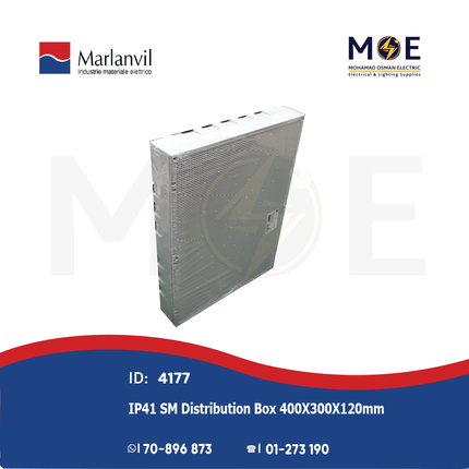 Marlanvil IP41 Surface Mounting Distribution Box Rectangle 400X300X120mm | 930.3.120