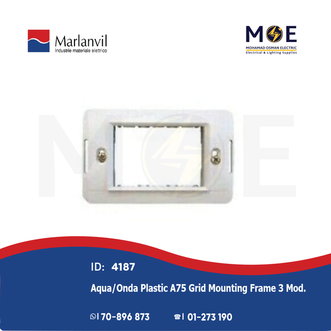 Marlanvil Aqua/ Onda Plastic A75 Grid Mounting Frame 3module | 7723.B | شاسي مثلثة بلاستيك