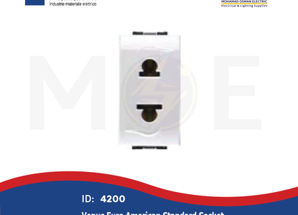 Marlanvil Venus Euro American Standard Socket Outlet White 4.8mm 2P 16A | 7052 | بريز امريكي اوروبي ابيض