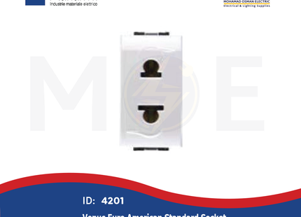 Marlanvil Venus Euro American Standard Socket Outlet White 4mm 2P 10A | 7064 | بريز امريكي اوروبي ابيض