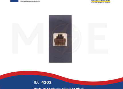 Marlanvil Onda Telephone Socket | RJ11 Phone Jack 6/4 Black | 7764.4 | بريز تلفون اسود