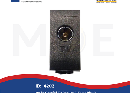 Marlanvil Onda Coaxial TV Socket 9.5mm Black | 7758 | بريز تلفزيون اسود