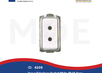 Marlanvil Venus Telephone Socket White 2P 2A 3mm | 7053 | بريز تلفون ابيض