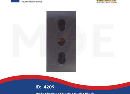 Marlanvil Onda Shuttered Socket Outlet Black 4-4.8mm 2P+E 10/ 16A | 7779 | بريز امان اسود