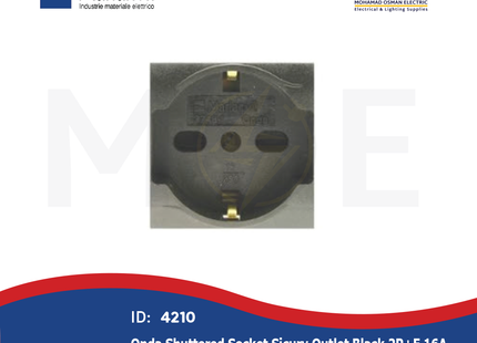 Marlanvil Onda Shuttered Socket Sicury Outlet Black 2P+E 16A | 7748.D | بريز شوكو امان اسود