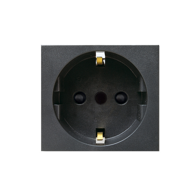 Marlanvil Onda Shuttered Socket Sicury Outlet Black 2P+E 16A | 7748.D