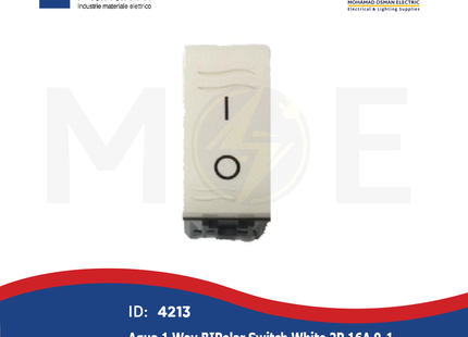 Marlanvil Aqua 1Way BIPolar Switch White 2P 16A 0-1 | 7613.2 | مفتاح مفرد خطين ابيض