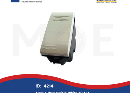 Marlanvil Aqua 1Way Switch White 1P 16A | 7600.1 | مفتاح مفرد ابيض