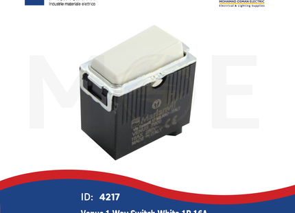 Marlanvil Venus 1Way Switch White 1P 16A | 7900.1 | مفتاح مفرد ابيض