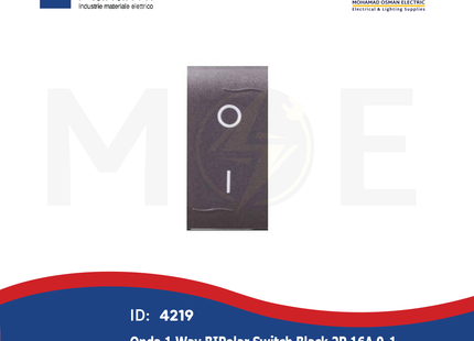 Marlanvil Onda 1Way BIPolar Switch Black 2P 16A 0-1 | 7713.2 | مفتاح مفرد خطين اسود