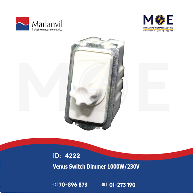 Marlanvil Venus Switch Dimmer 1000W/230V 1module | 7077.L | ديمر