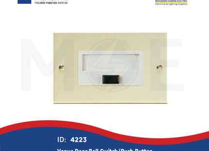 Marlanvil Venus Door Bell Switch/ Push Button With Light + Name-Plate 3Module | 7099.O | كباس جرس باسم مع لمبة