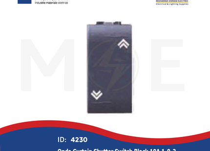 Marlanvil Onda Curtain Shutter Switch Black 10A 1-0-2 | 7718.1 | مفتاح ستور اسود
