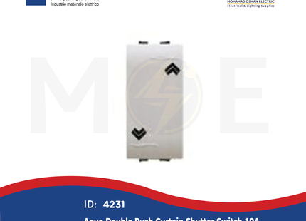 Marlanvil Aqua Double Push Curtain Shutter Switch 10A | 7617.1 | مفتاح كباس ستور