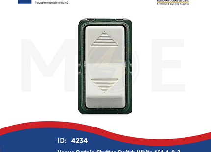 Marlanvil Venus Curtain Shutter Switch White 16A 1-0-2 | 7918.1 | مفتاح ستور ابيض