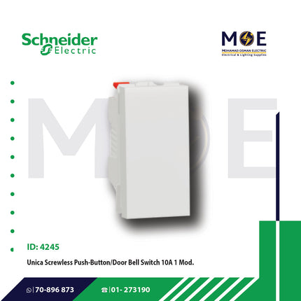 Schneider Unica Screwless Push Button/Door Bell Switch 10A 1Module | MGU310618