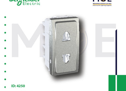 Schneider Unica Shuttered Screw Euro American Socket Outlet Silver 10/16A 2P 1module | MGU302130 | بريز امريكي اوروبي امان فضي