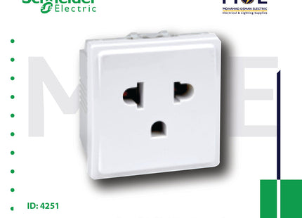 Schneider Unica Screw Euro American Socket Outlet White 10/16A 2P+E 2module | MGU304118 | بريز امريكي اوروبي ابيض