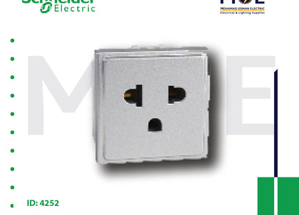 Schneider Unica Screw Euro American Socket Outlet Silver 10/16A 2P+E 2module | MGU304130 | بريز امريكي اوروبي فضي