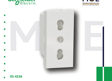 Schneider Unica Shuttered Italian Earth Socket-Outlet White 10/ 16A 2P 1module | MGU302318 | بريز ايطالي امان ابيض