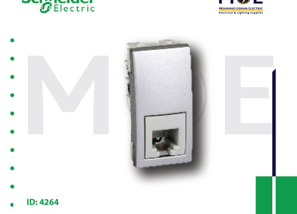 Schneider Unica RJ11-4 Contacts Screw Telephone Socket | Phone Jack 1Module | MGU349030 | بريز تلفون فضي
